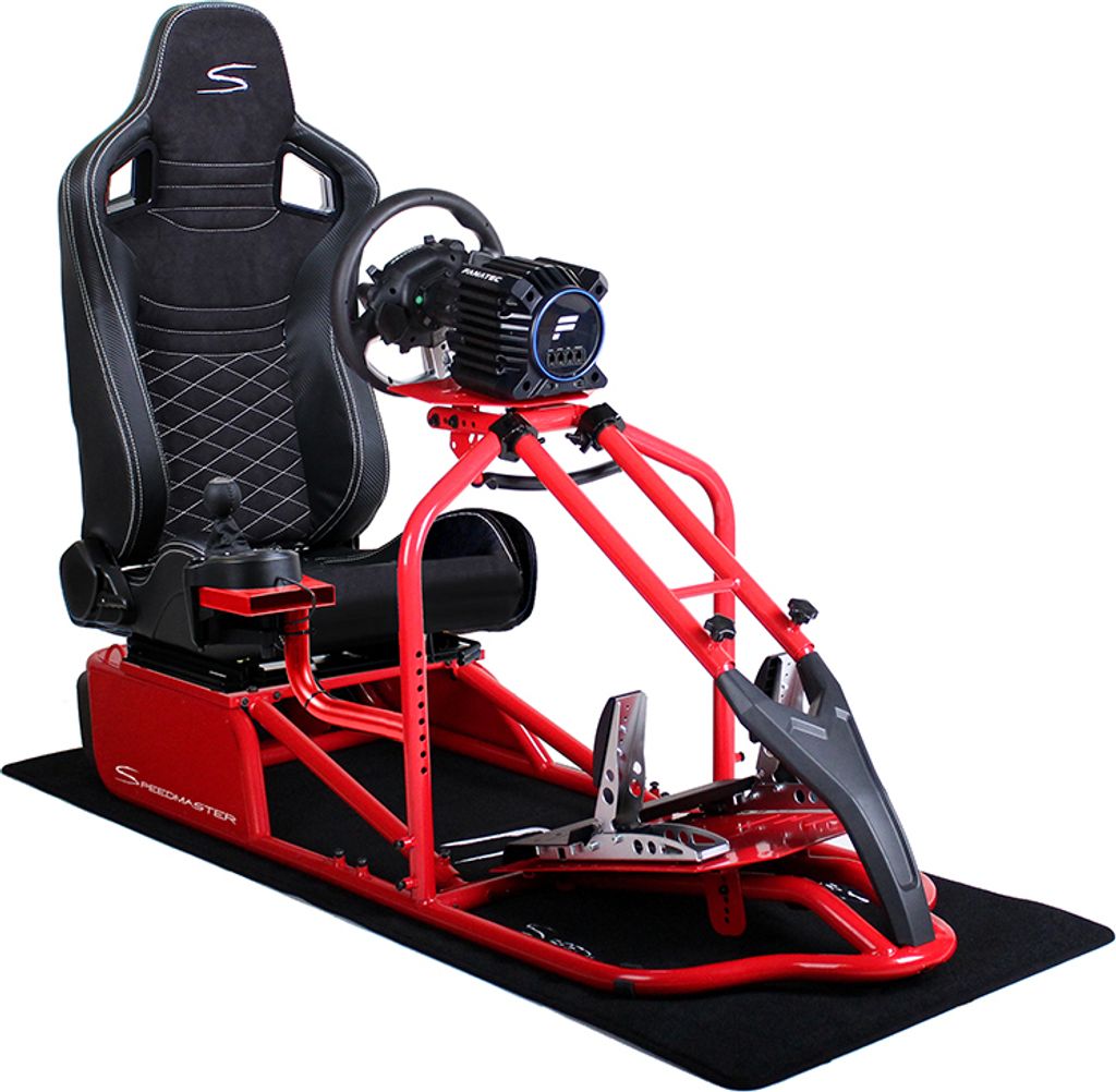 SIM Racing Cockpit Seat Pro Sim Rig ROT | Gaming Simulator Cockpit | Rennsimulator Lenkradständer Race Weave Anthrazit