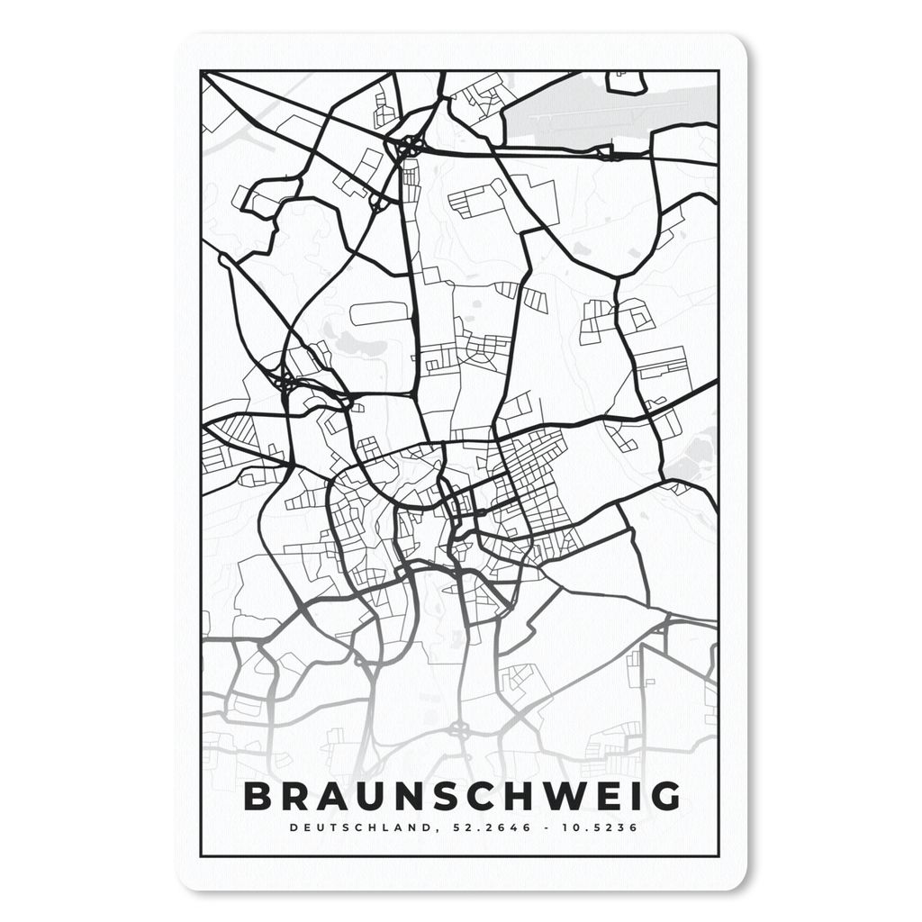 MuchoWow Mauspad Mousepad Braunschweig - Karte - Stadtplan 40x60 cm - Mousepads - Maus Mat - Pad - Mausunterlage - Schreibtisch Accesoire