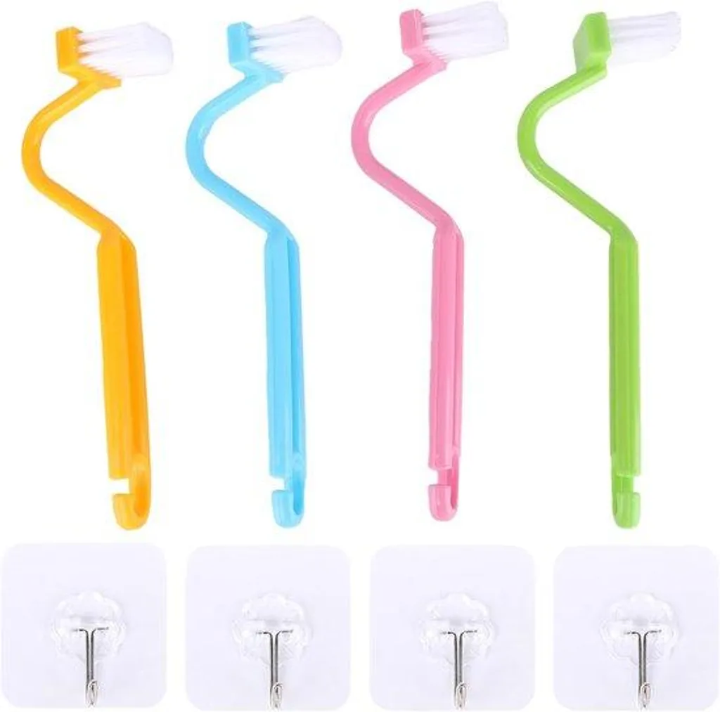 Lot de 4 brosses WC courbées en plastique pour coins difficiles - Gris