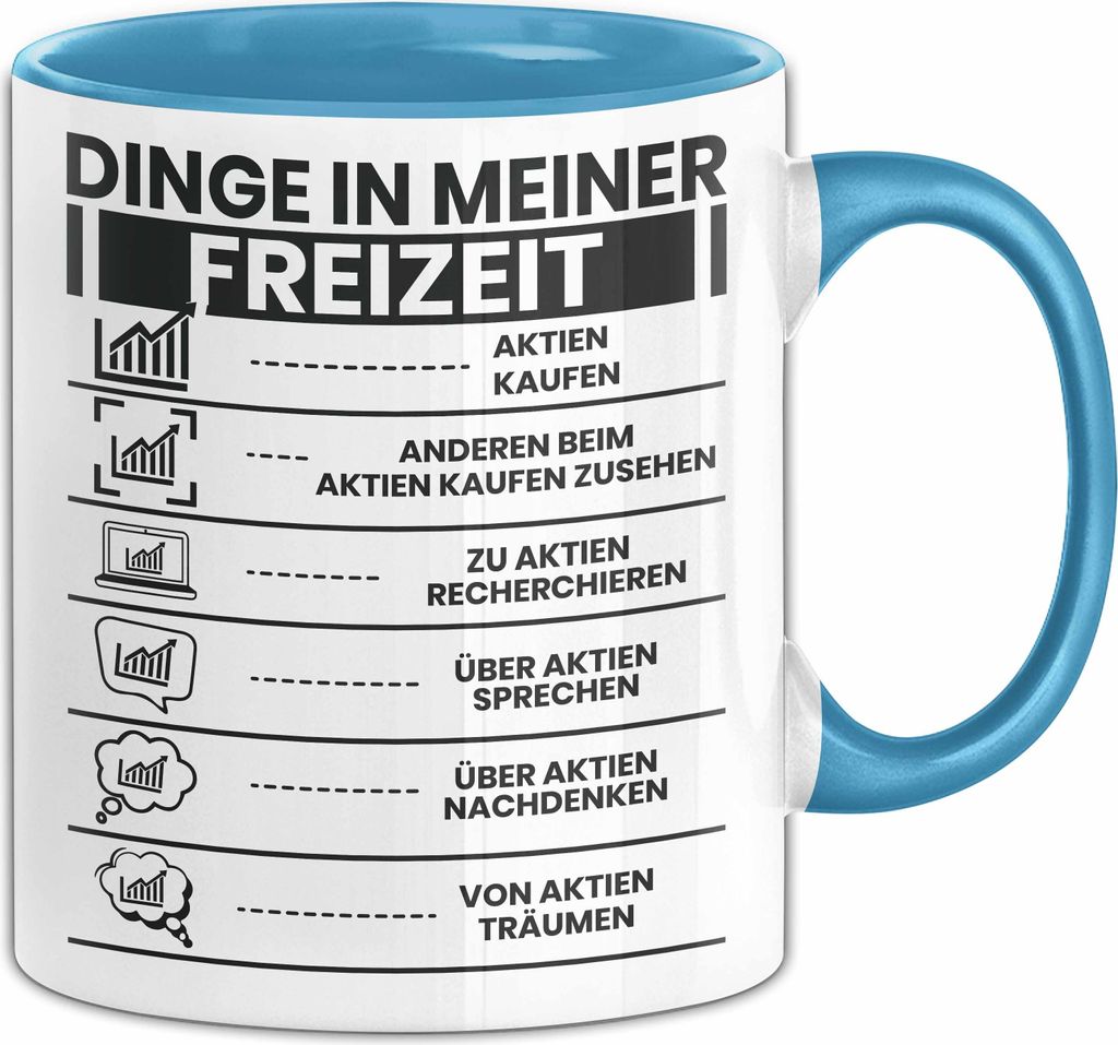 Aktien Tasse Geschenk Investor ETF Geschenkidee Hobbyinvestor Kleinanleger Kaffee-Becher (Blau)