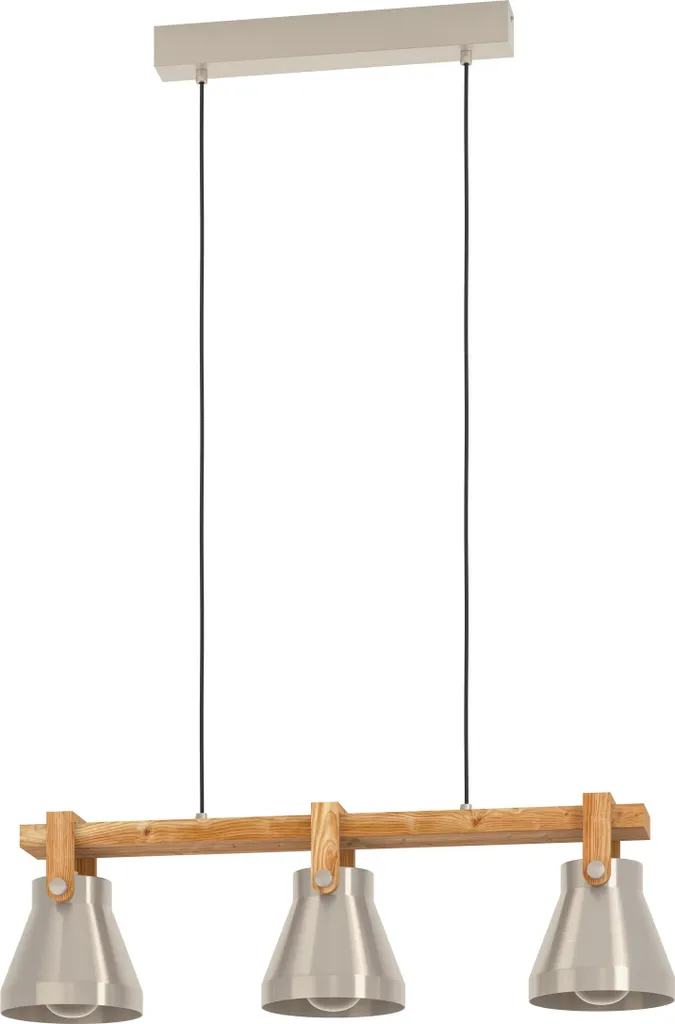 EGLO Cawton Lampada a Sospensione Industriale Acciaio e Legno 76cm