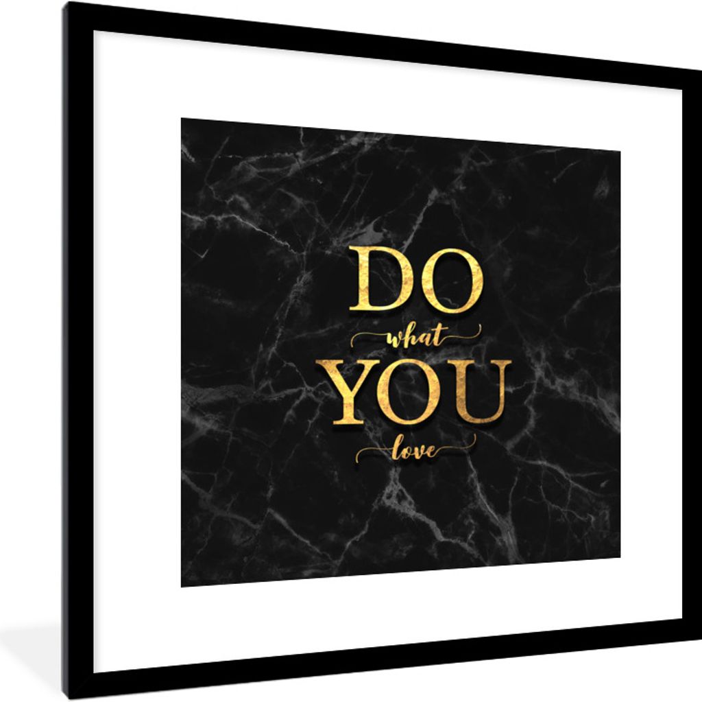 MuchoWow Gerahmtes Poster Zitate - Motivation - Gold - Marmor 40x40 cm - Poster mit Schwarzem Bilderrahmen Wandposter Rahmen Foto Bilder - Poster...
