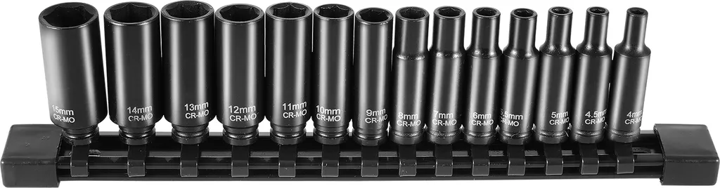 VEVOR Jeu de 14 Douilles à Chocs 1/4" Métriques 4-15mm en Acier Cr-Mo