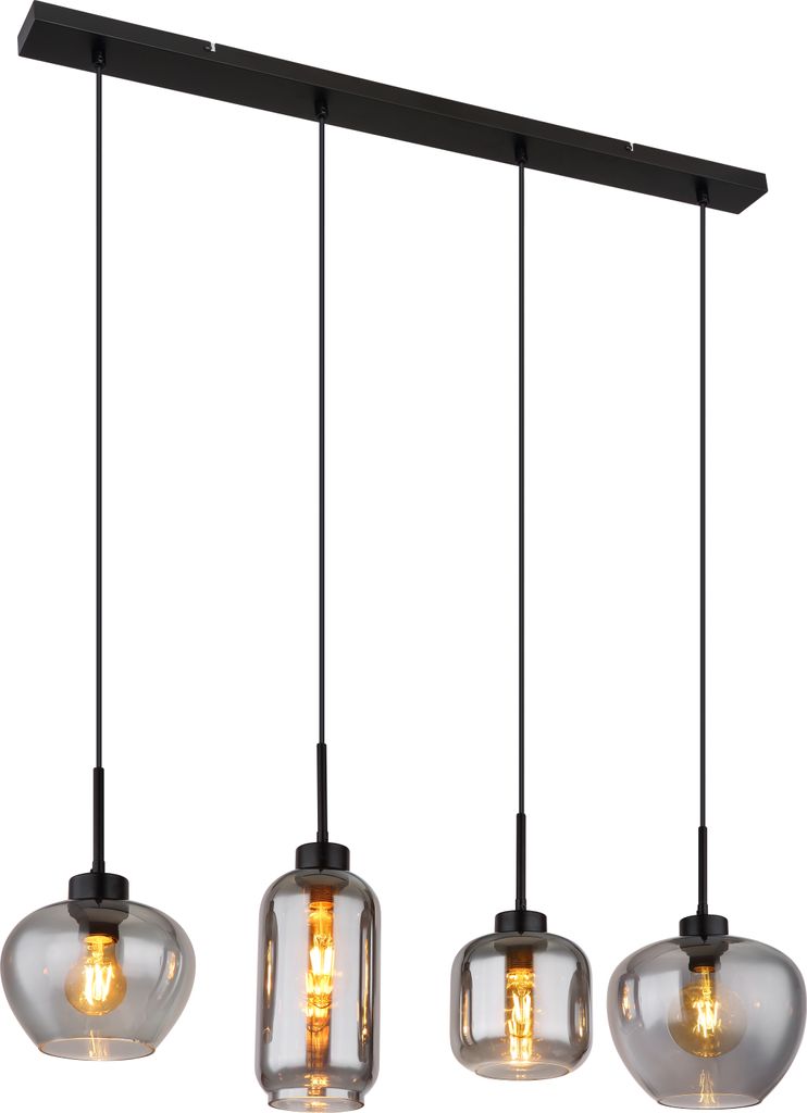 Globo Lighting Hängeleuchte Metall schwarz matt, 4x E27 Produktbild 