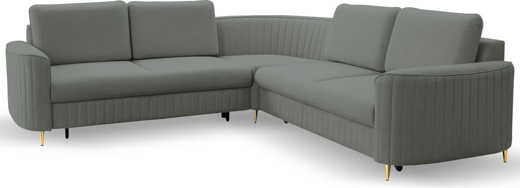DomoHome Ecksofa LAREN Modernes Schlafsofa Stauraum für Bettwäsche Stilvolle Kunststofffüße Einfacher Aufbau Komfortable Schlaffunktion Linke 1...