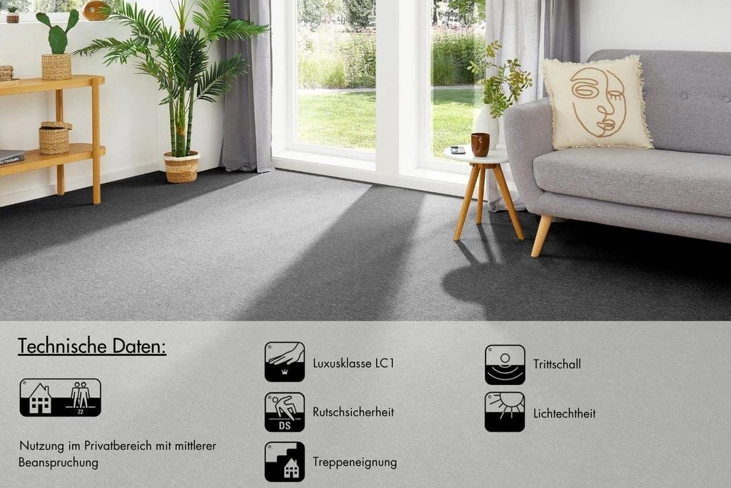 Teppichboden Auslegware Grau/Anthrazit 200 x 300 cm