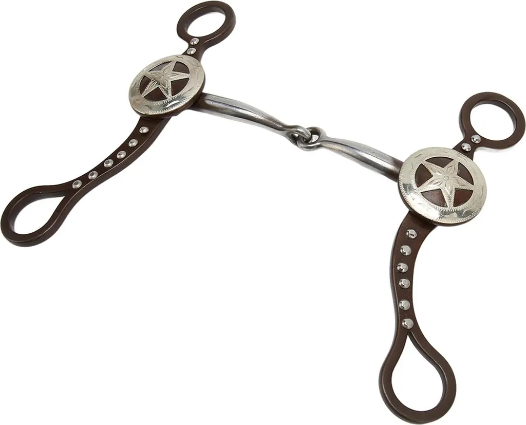 Mors snaffle western confortable en bronze sculpté à la main, brun