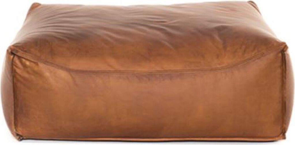 Casa Padrino Luxus Echtleder Hocker Hellbraun 107 x 107 x H. 43 cm - Leder Möbel