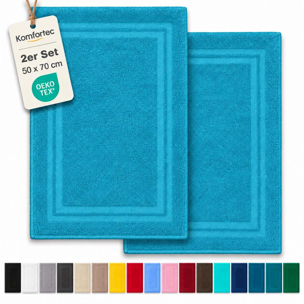 Juego de 2 alfombrillas para baño Komfortec, 50x70 cm, 100% Imagen del producto 