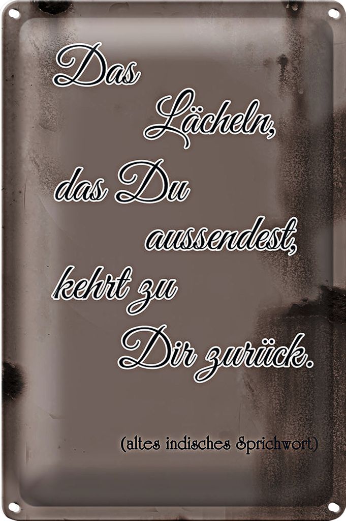 Blechschild Spruch 20x30cm das Lächeln das du aussendest