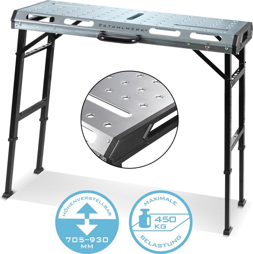 STAHLWERK Mobiler Schweißtisch AWT-930 ST 1068 x 532mm Werkbank Höhenverstellbar