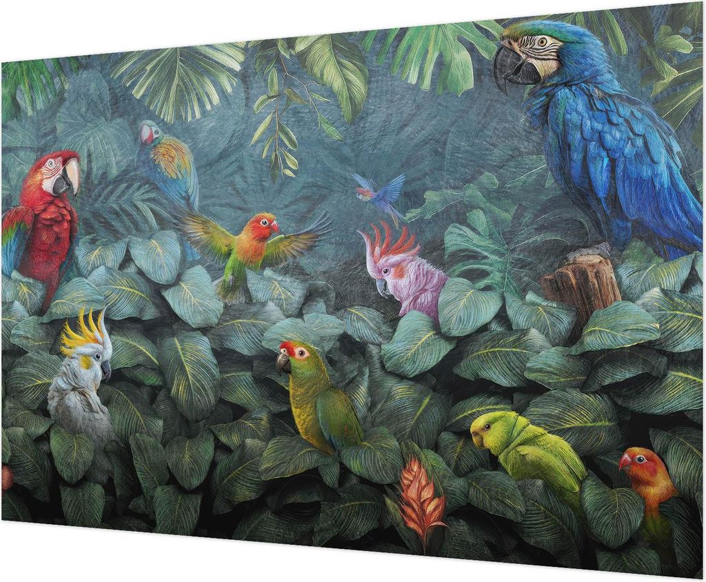 Wandtapete - Dekorative Tapete für Wohnzimmer - Tapetenfolie für Wanddekoration - 312x219 cm - Exotischer Dschungel