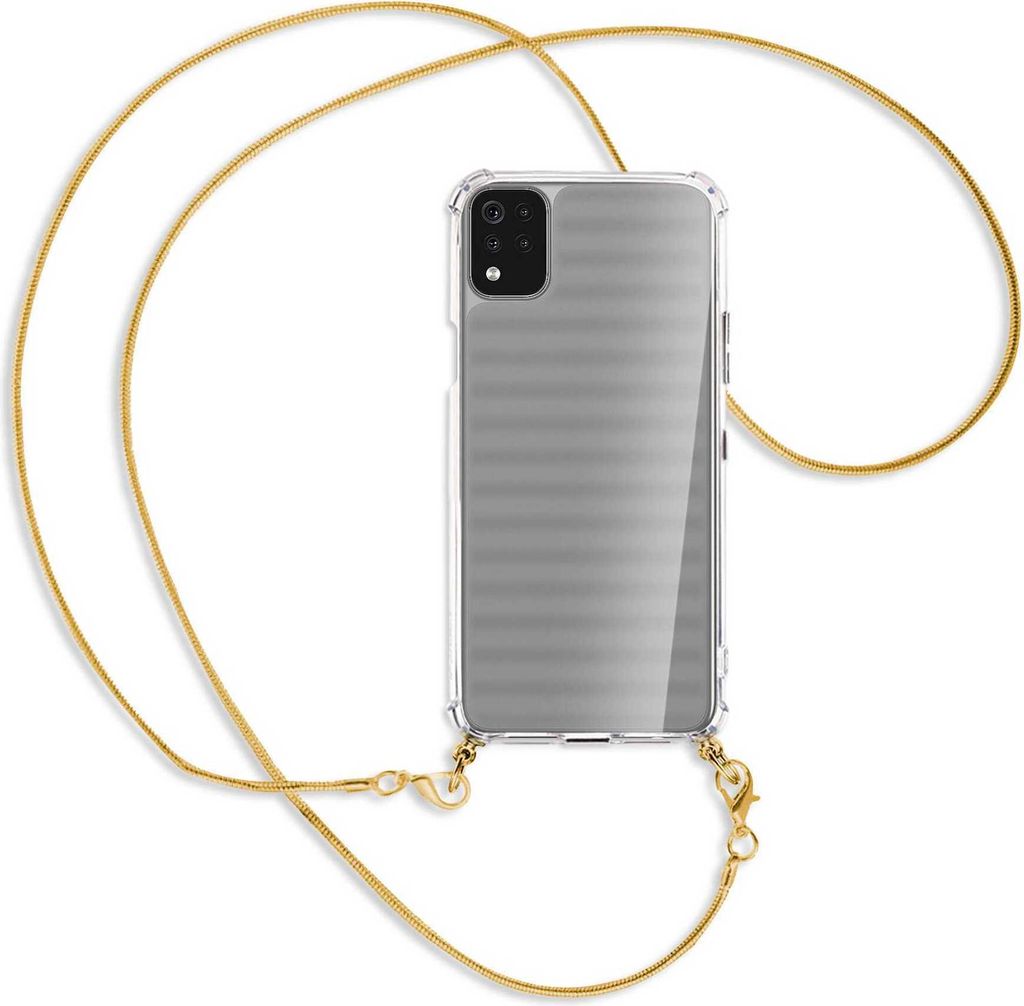 Handykette Backcover-Schutzhülle mit Band (Metall goldfarben) für LG K42 LM-K420 - goldfarbene Kette Snake