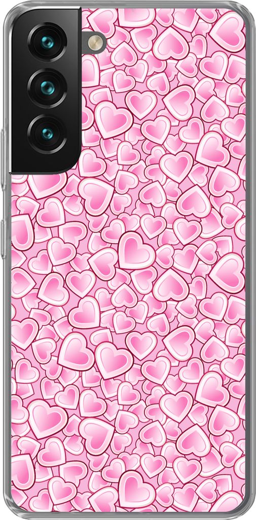 MuchoWow Handyhülle Schutzhülle Hülle für Telefoonhoesje Samsung Galaxy S22 Mädchen - Herzen - Rosa - Muster - Mädchen - Kind - Kinder Sili...