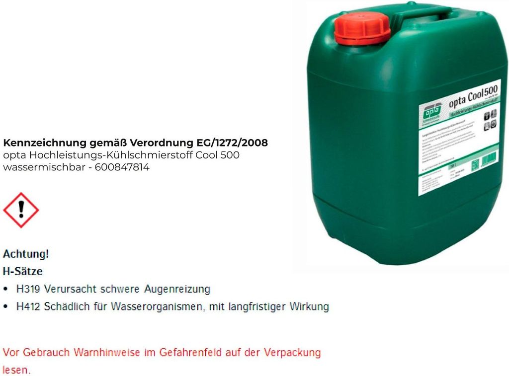 opta Hochleistungs-Kühlschmierstoff Cool 500 wassermischbar Produktbild 