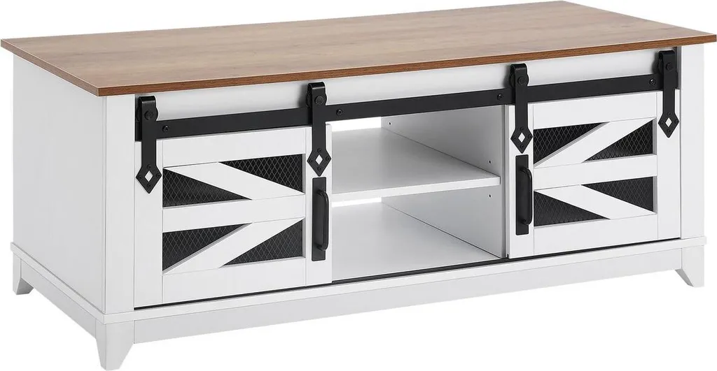 Table basse de ferme 48 pouces avec plateau rectangulaire à deux niveaux