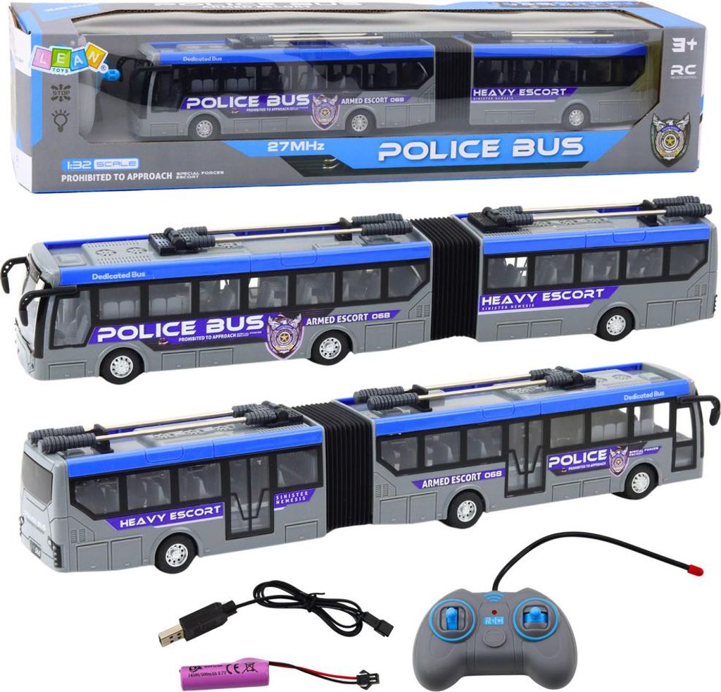 Polizei-Gelenkbus Fernsteuerung Rc Lights Grau 1:32 Produktbild 