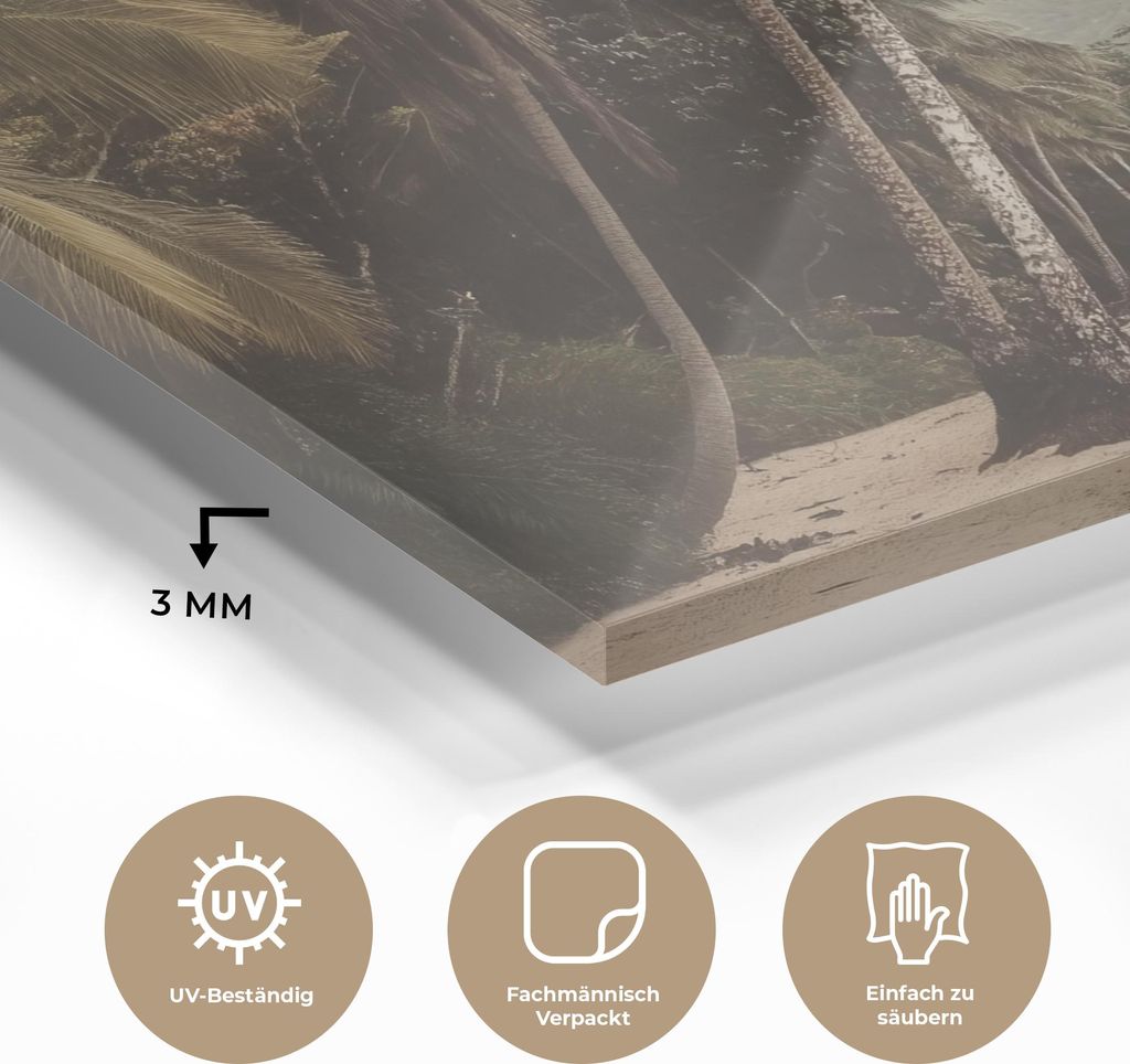 MuchoWow Glasbilder - Bilder auf Wandbild - Foto auf Glas Insel - Palme - Meer 60x40 cm Wanddekoration aus Glas - Acrylglasbild - Acrylbilder - Gla...