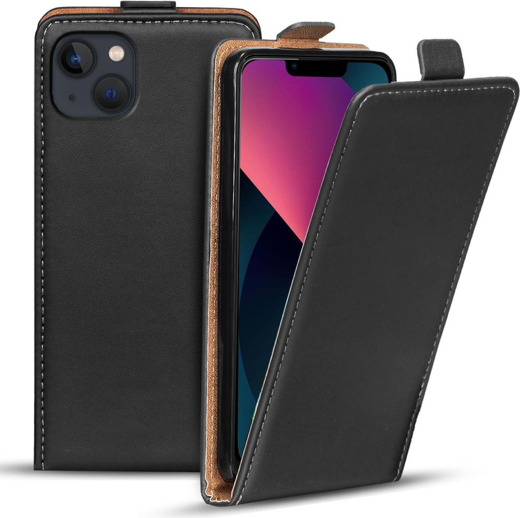 Conie Ultra Slim Klapp Tasche für iPhone 13 schlanke Hülle Rundumschutz in Schwarz