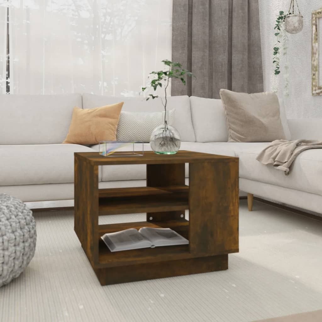 The Living Store Couchtisch Räuchereiche 55x55x43 cm Holzwerkstoff