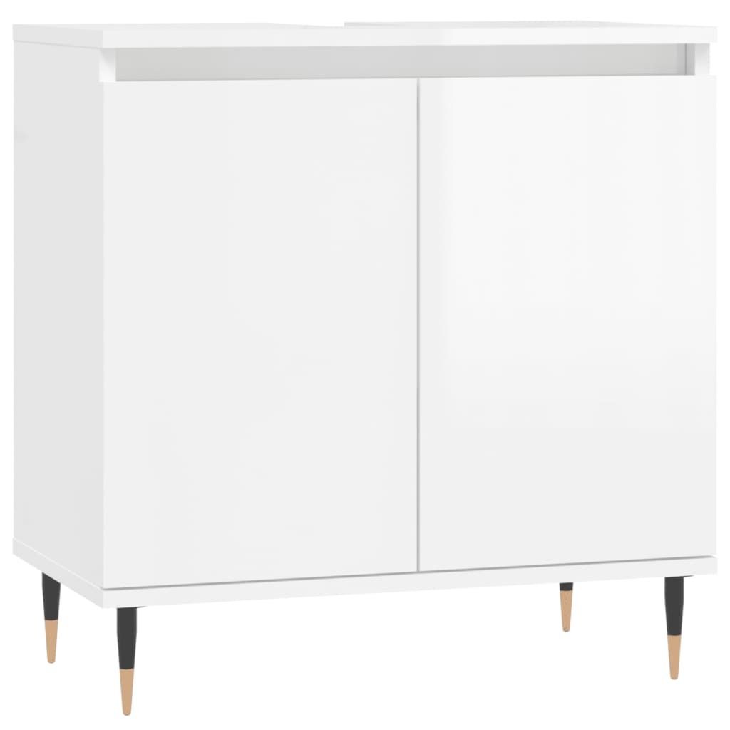 vidaXL Badschrank Hochglanz-Weiß 58x33x60 cm Holzwerkstoff Produktbild 