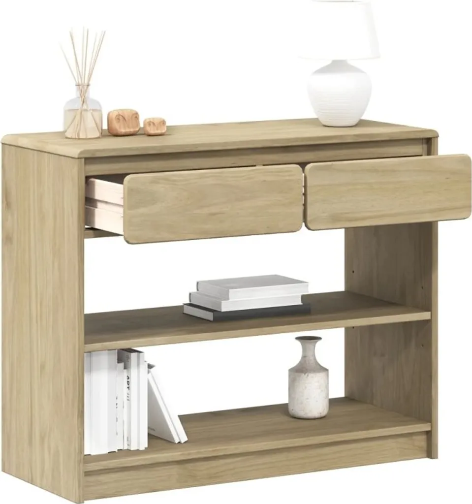 Console en pin massif SAUDA finition chêne - Table d'appoint chic - 9
