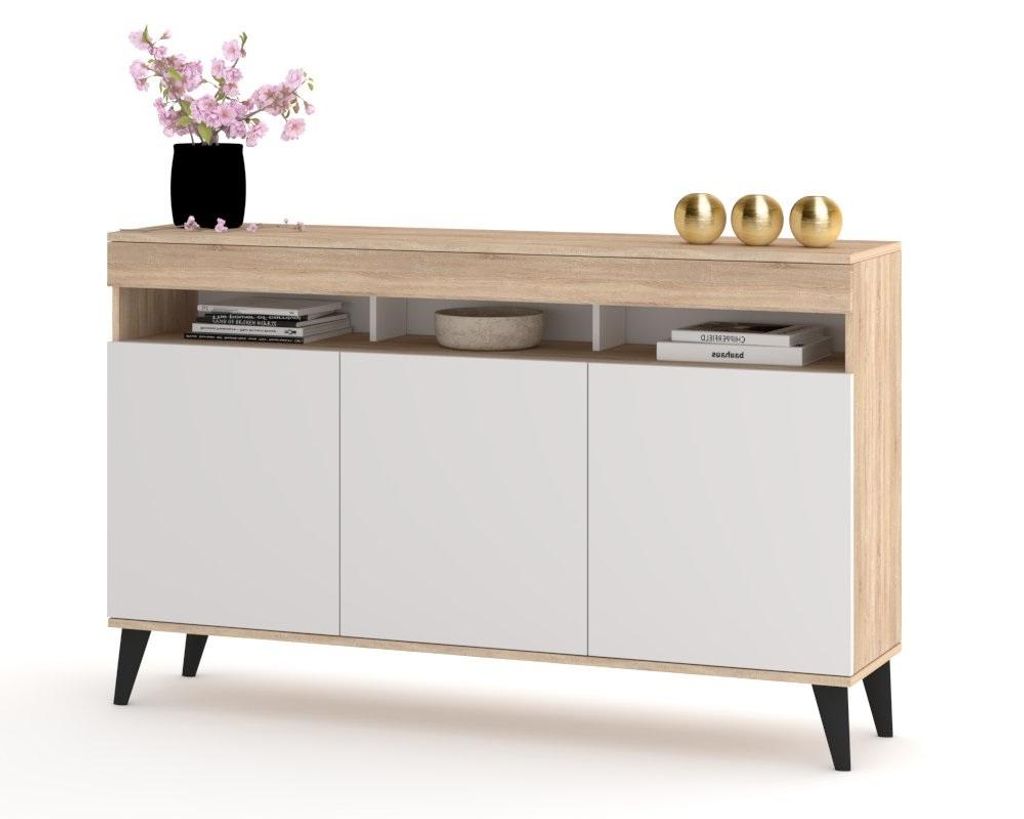 Große Kommode Fernsehschrank LUNA 3D Golden Sonoma Produktbild 