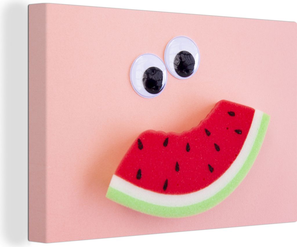 OneMillionCanvasses - Leinwandbilder - 150x100 cm, Wassermelone Lächeln, Wandbilder Kunstdruck Wanddekoration