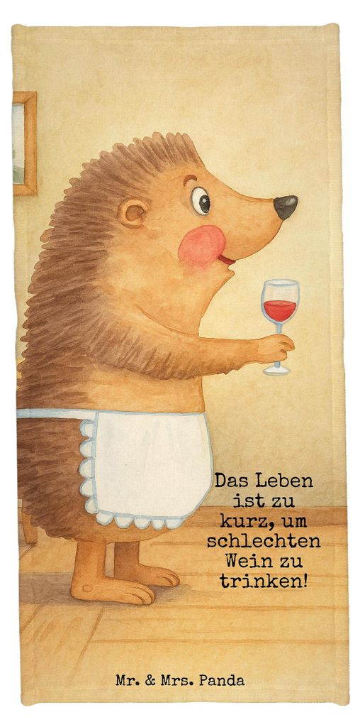 Mr. & Mrs. Panda Strandtuch Igel Wein Design - Weiß - Geschenk, Badehandtuch, Duschtuch, Weißwein, Sport Handtuch, Weinglas, Rotwein, Lustige Spr...