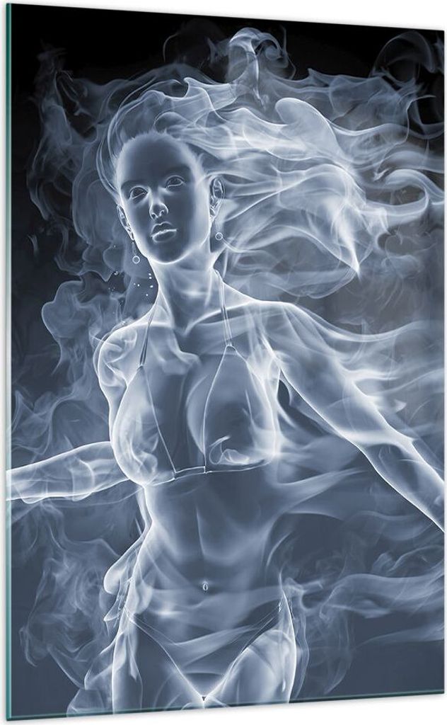 Bilder auf glas - Einteilig - Mädchen rauch nebel kunst - 70x100cm - Glasbilder - Wandbilder - Bilder - Wanddekoration aus Glas - Glas Bilder - Wa...