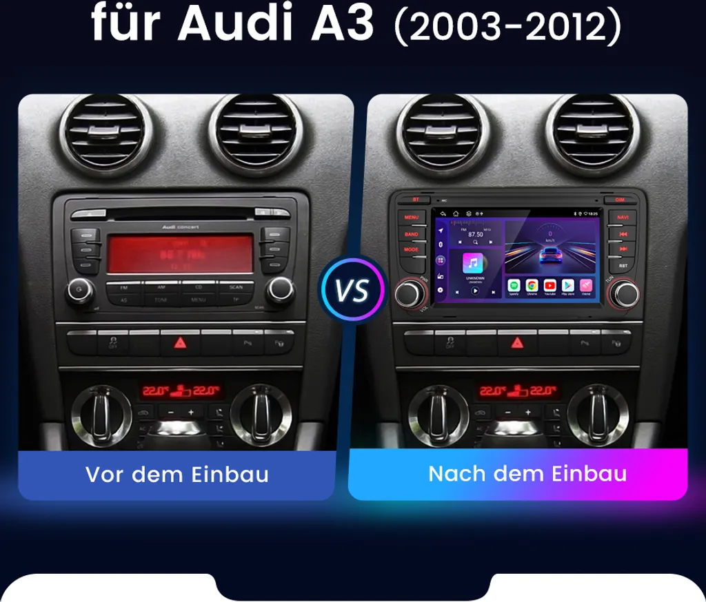 Autoradio Android 13 Audi A3 8P S3 RS3 2003-2012 Wireless CarPlay DAB+ - 17