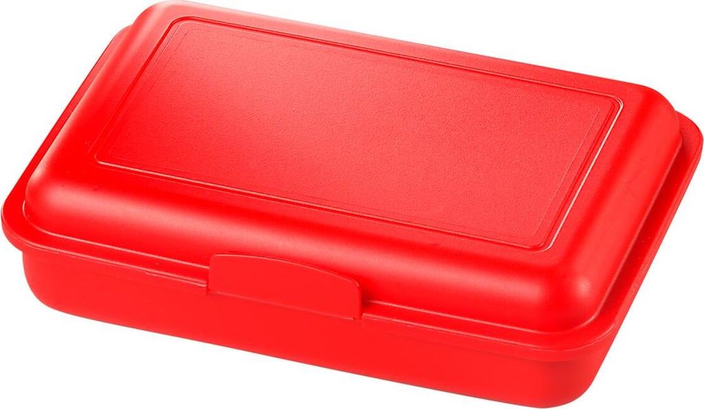 Kleine, kompakte rote Brotzeitbox mit 1 Klickverschluss für Schule & Büro