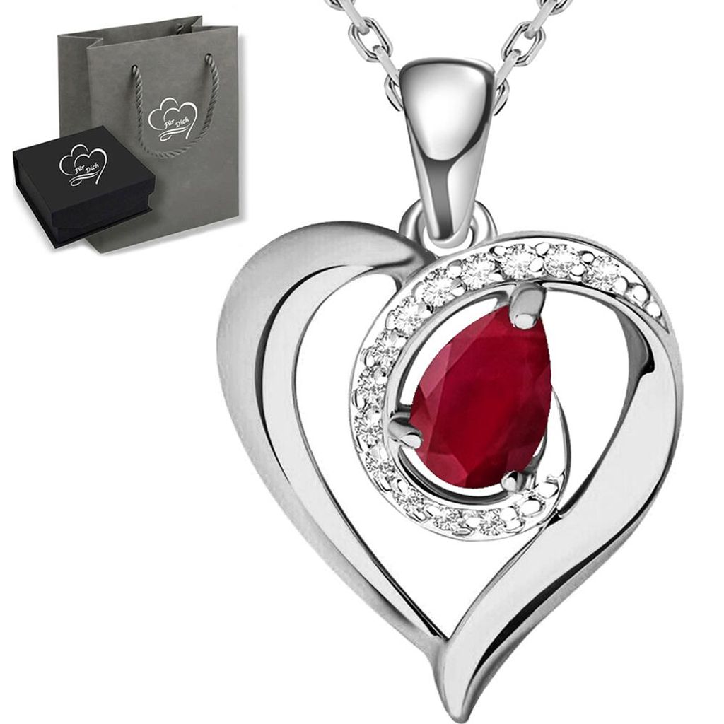Damen Kette ECHTER Rubin Edelstein 925 Silber goldene Produktbild 