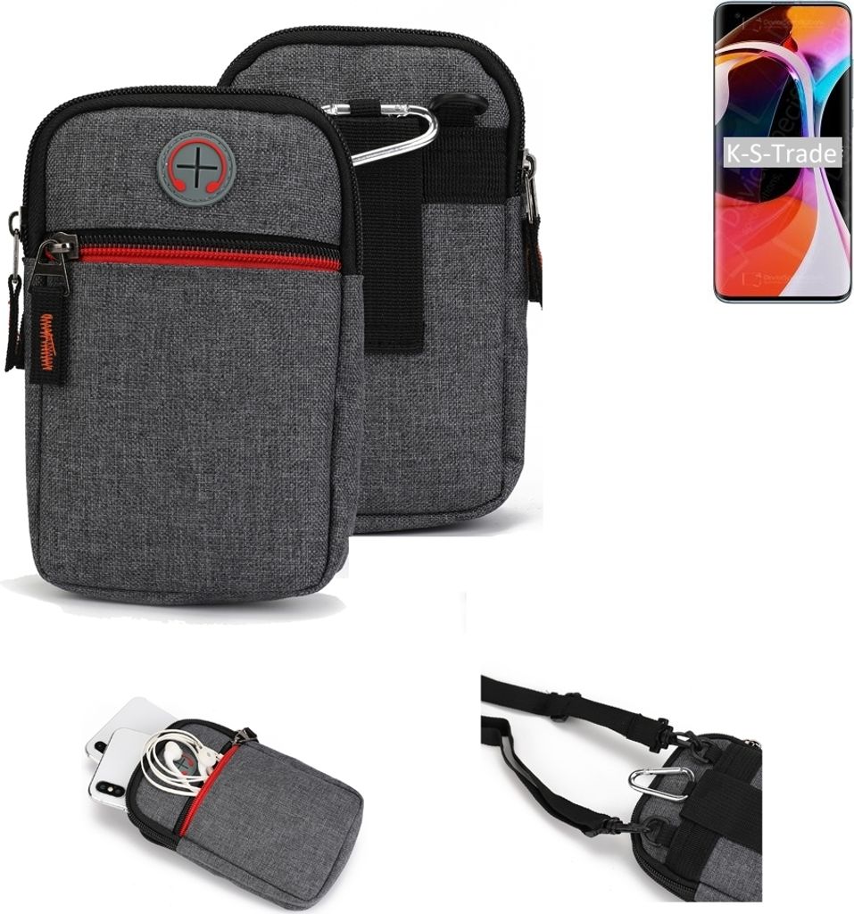 K-S-Trade Holster Gürteltasche kompatibel mit Xiaomi Mi 10 Handy Tasche Schutz Hülle grau Zusatzfächer 1x