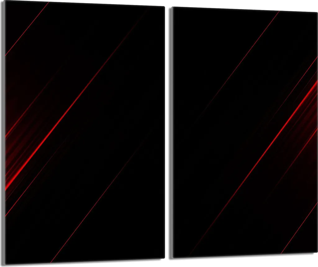 Tagliere e Coprifornelli Vetro Temperato 30x52 Nero Rosso - 2 Pezzi