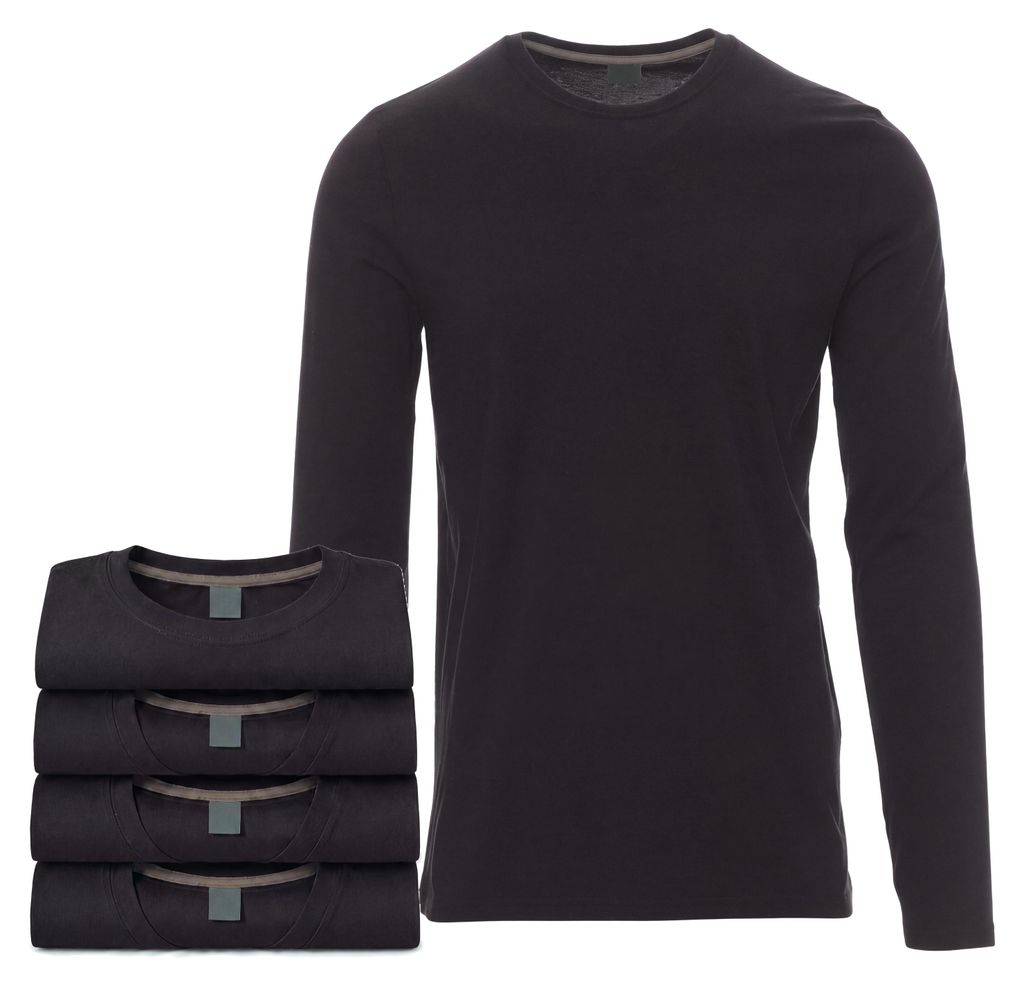 Mivaro Herren 5er Pack Langarmshirts Schwarz - 100% Produktbild 