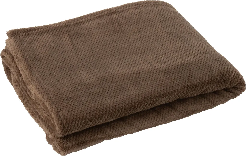 Couverture Snuggle Marron J-Line - Plaid en Polyester Doux et Chaud