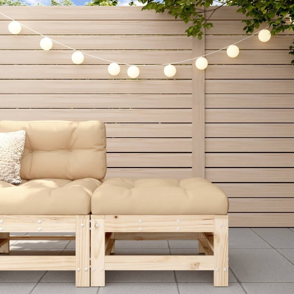 The Living Store Gartenhocker mit Kissen Massivholz Kiefer