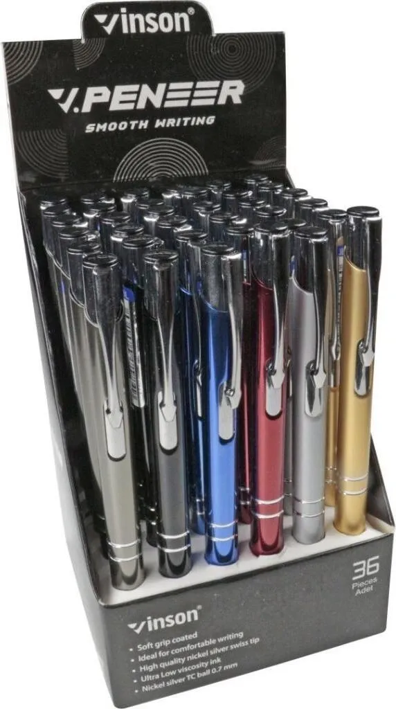 Stylo bille rétractable bleu pionnier pack de 36 stylos ergonomiques