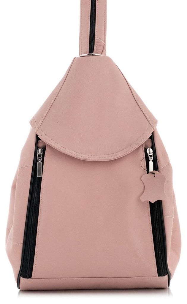 Puderrosa Damen Lederrucksack aus Leder, Cityrucksack, elegant, Freizeitrucksack, Alltagsrucksack – Belveder Rene06