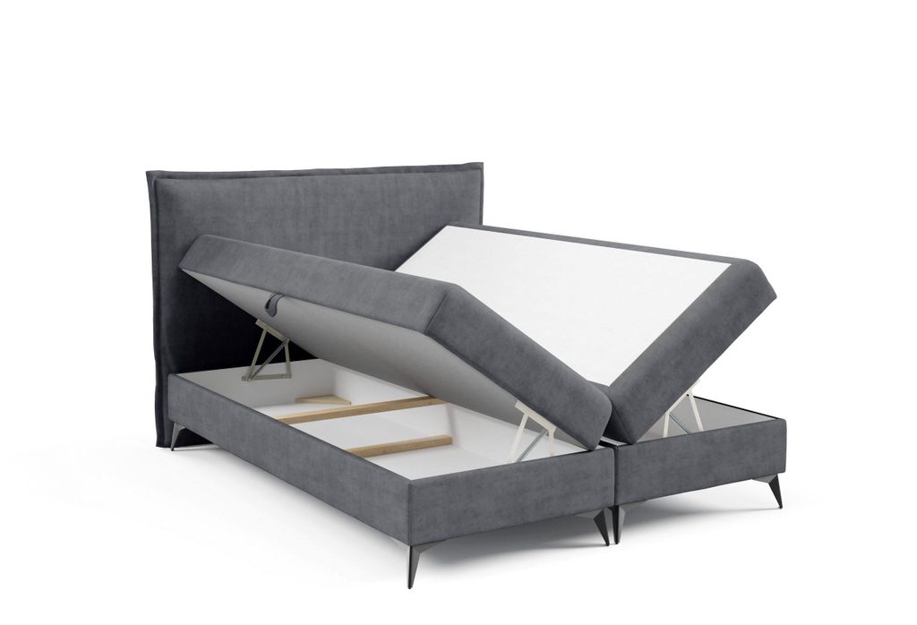 Boxspringbett K16 SLIM mit zwei Bettkasten und Komfort Topper H3