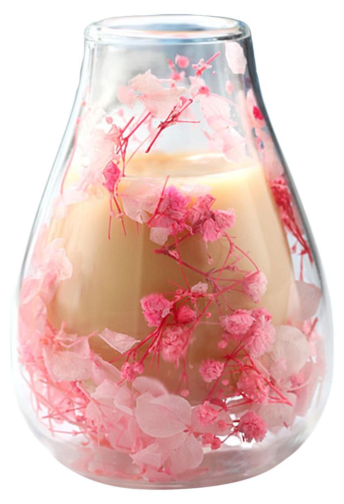 Dekorative Mini-Glasflasche mit Trockenblumen, kompakter, transparenter Blumenschmuck für Schreibtisch, Nachttisch, Fensterbank, doppelwandige Hyd...