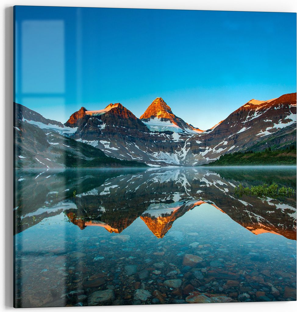 DEQORI Glasbild Echtglas 30x30 cm 'Spiegelung der Stille' Wandbild Bild modern Deko