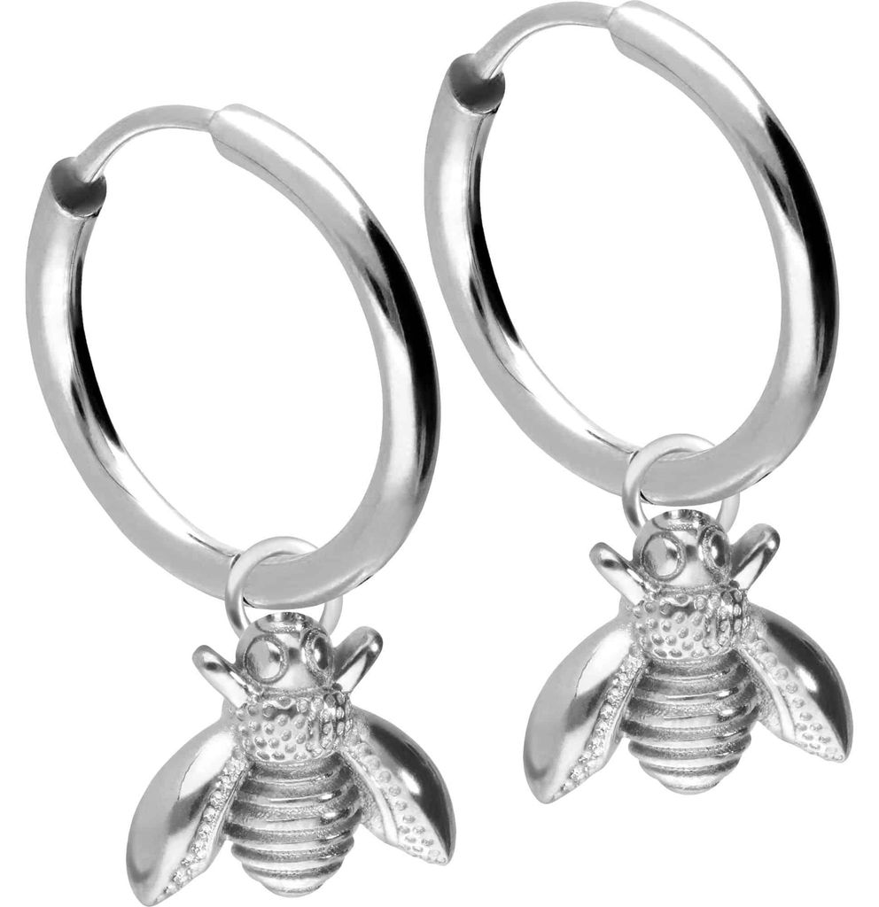 Chirurgenstahl Ohrclicker Creolen BIENE Silber Innendurchmesser: 12mm + Designstärke: 1,6mm