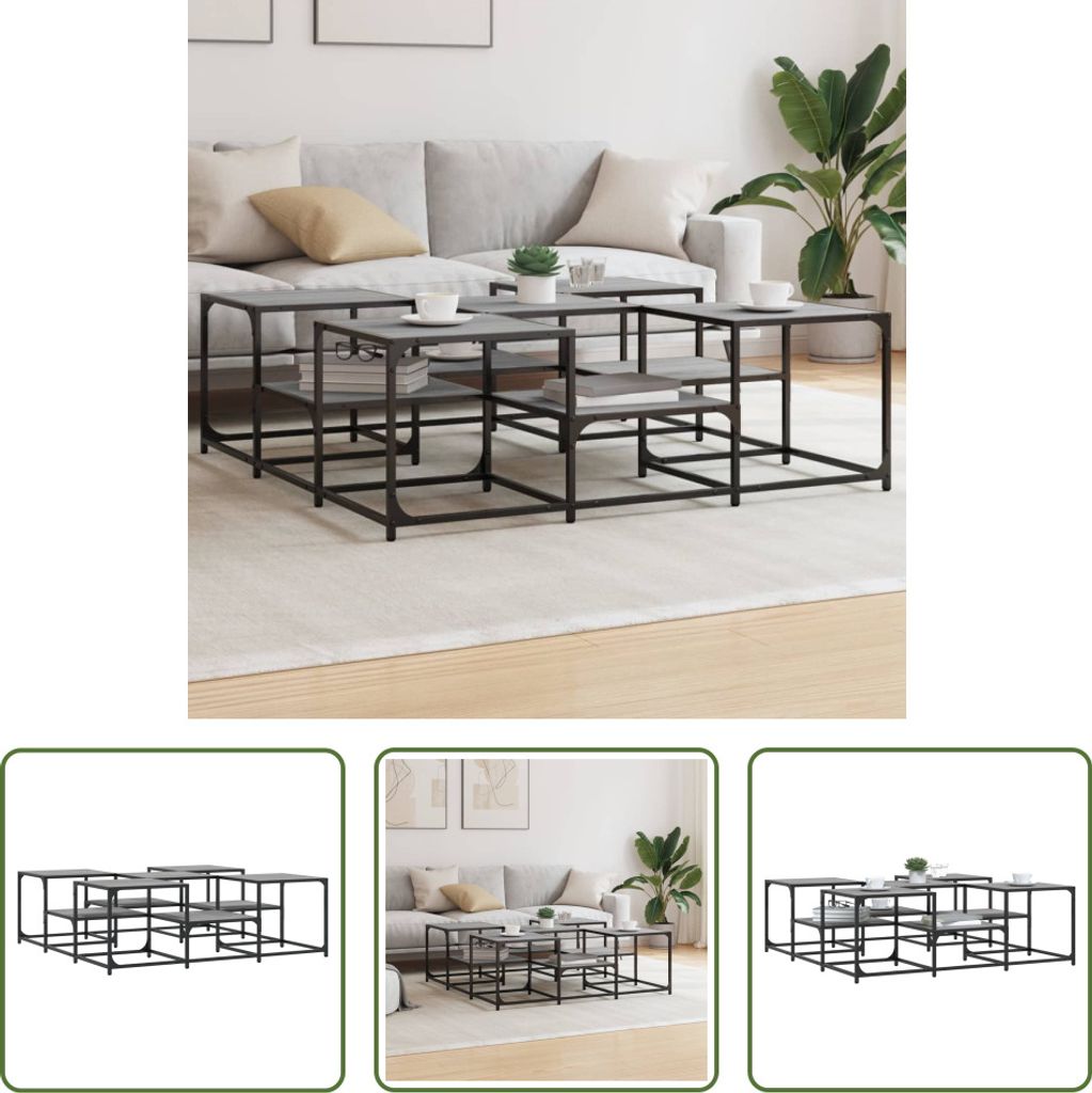The Living Store Couchtisch Grau Sonoma 121x121x40 cm Holzwerkstoff