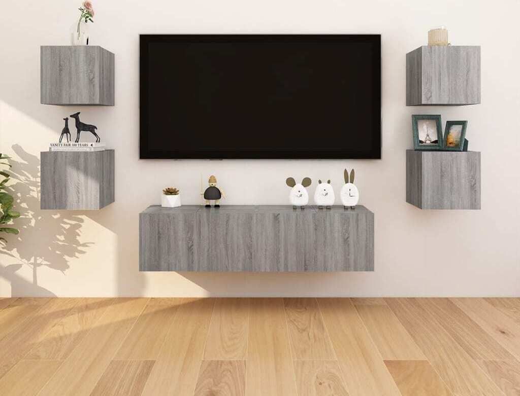 Maison Exclusive - TV-Wandschrank 8 Stk. Grau Sonoma 30,5x30x30 cm