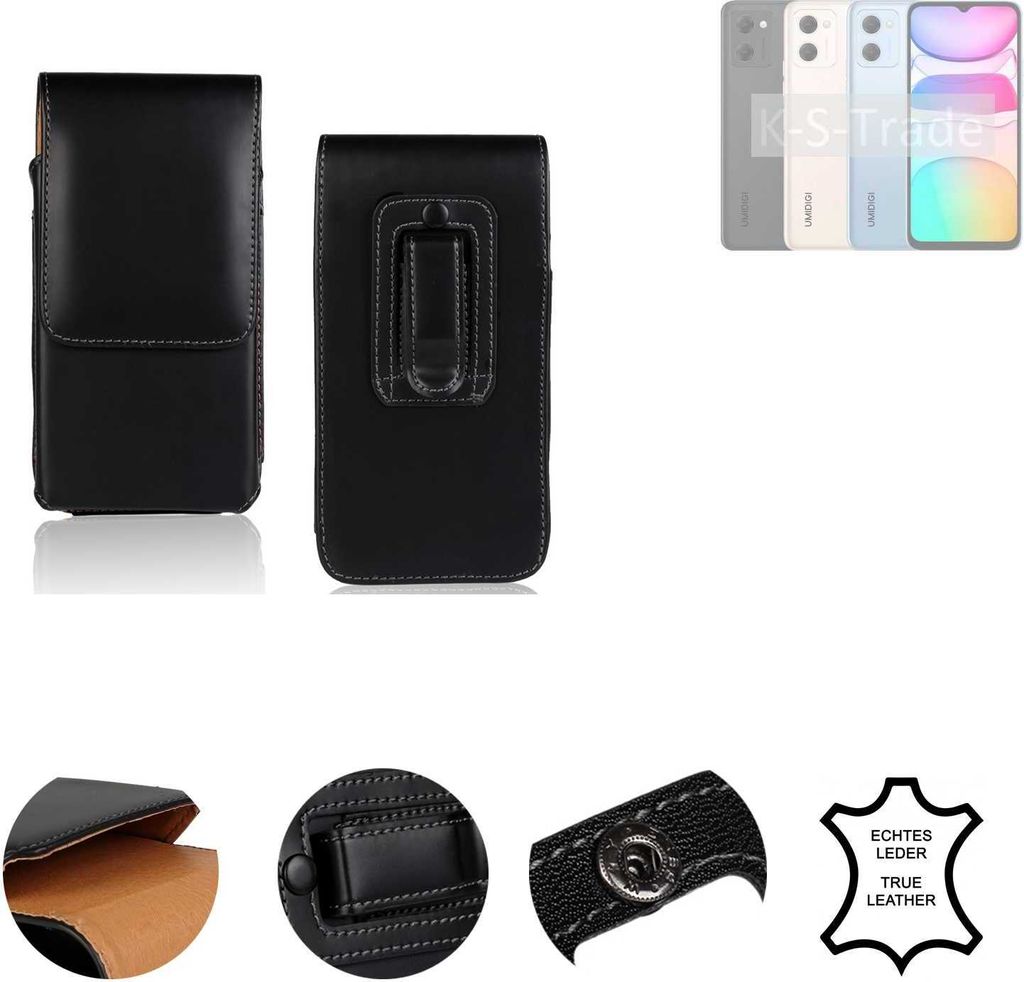 K-S-Trade Holster Gürteltasche Handy Hülle Schutzhülle kompatibel mit UMIDIGI C2 Handyhülle Leder schwarz, 1x