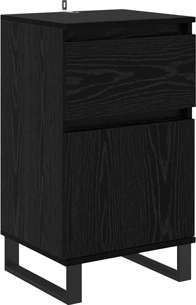 SYFAX Credenza Bassa Rovere Nero 70cm | Mobile Robusto Multistrato