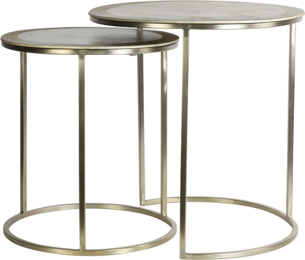 Light & Living Beistelltisch Set von 2 Talca Lichtgold - Ø40x45 cm + Ø50x52 cm