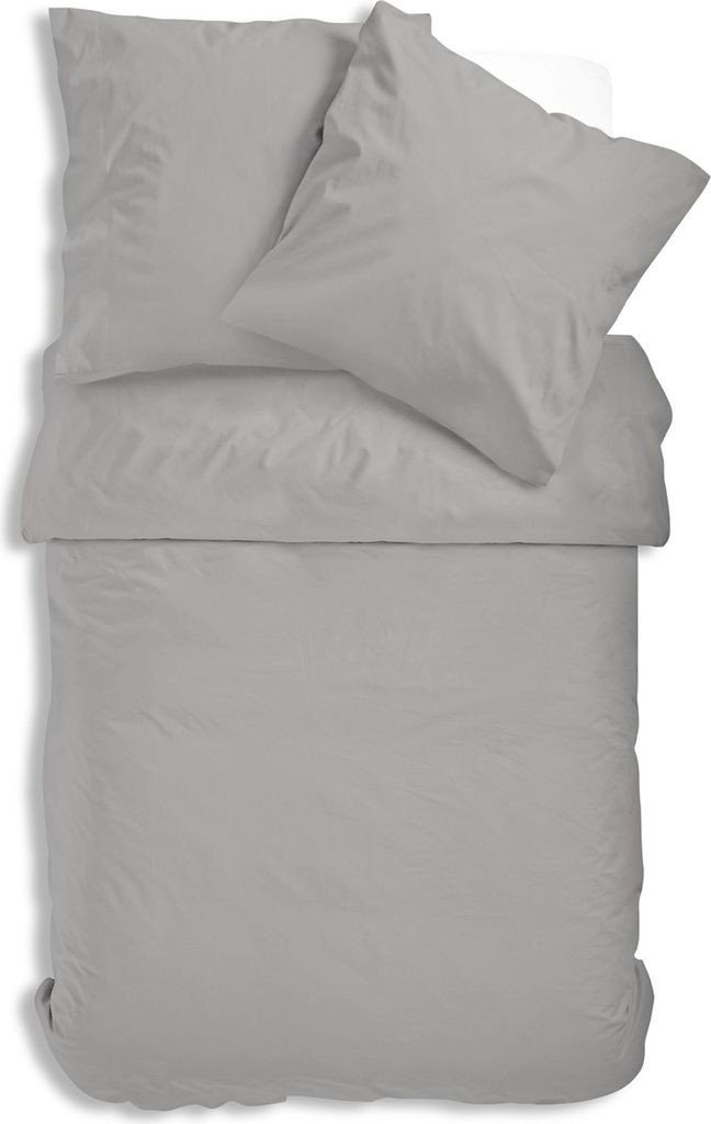 Uni Renforce Bettwäsche 135x200 cm oder 155x220 cm Baumwolle mit Reißverschluss, Farbe:silber, Größe:4 teilig 155x220 cm